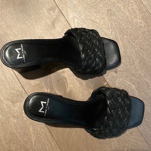 Marc Fisher LTD black summer slip on sandals with heel